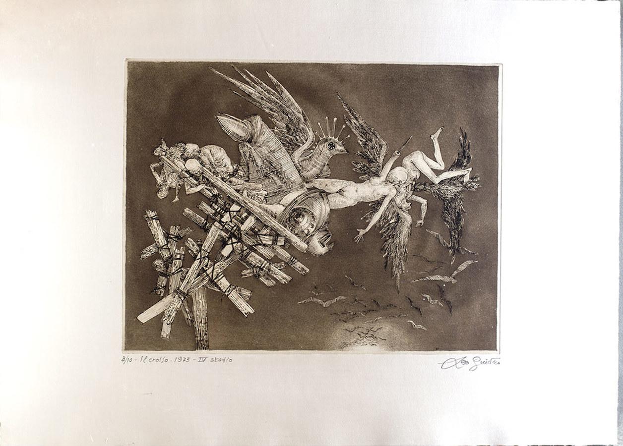 Collapse - Original Etching by Leo Guida - 1975 For Sale 1