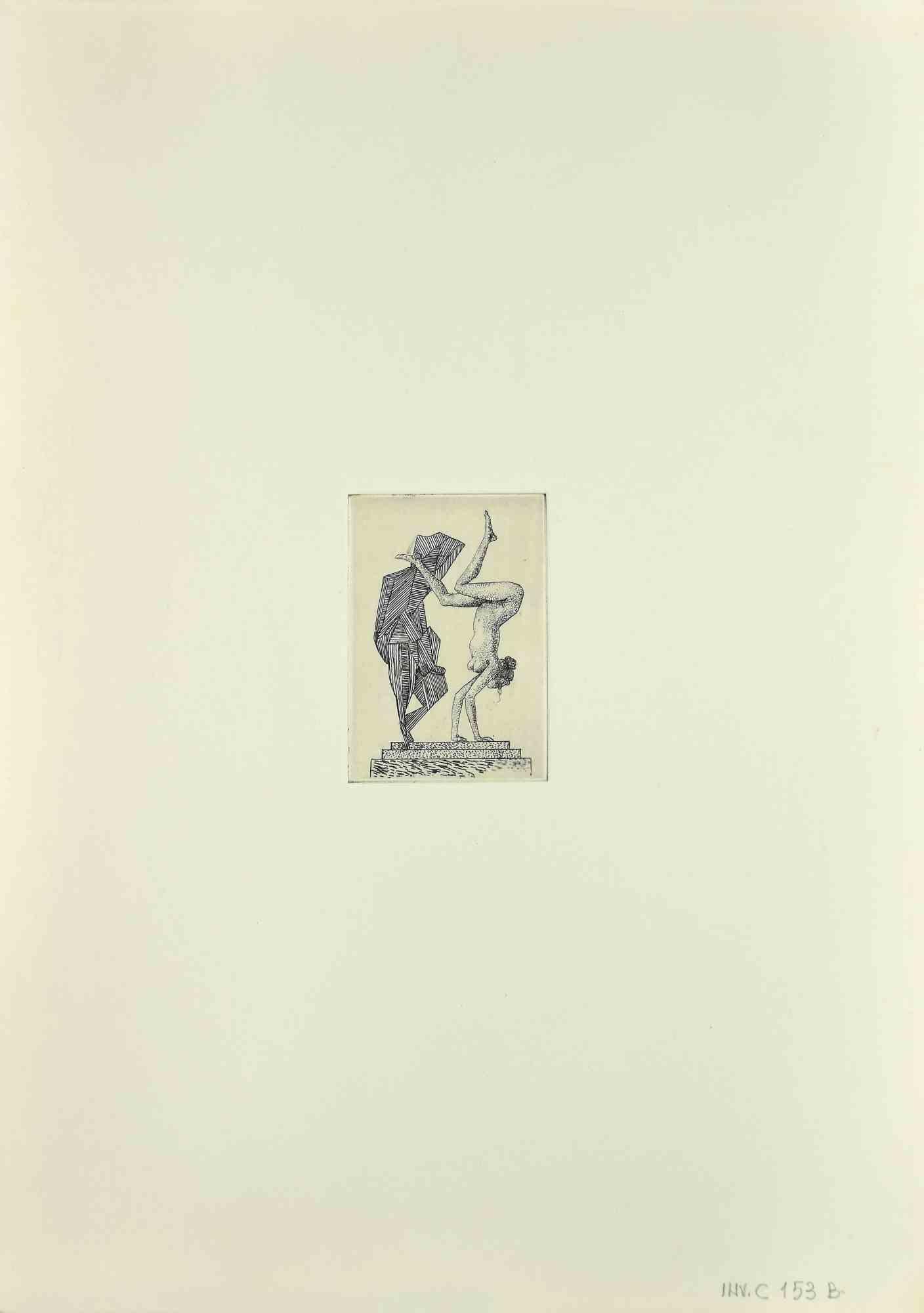 Composition is an original etching and aquatint realized by Leo Guida in 1970s.

Guter Zustand.

Mounted on a white cardboard passpartout (50x35).

Leo Guida  (1992 - 2017). Sensitive to current issues, artistic movements and historical techniques,