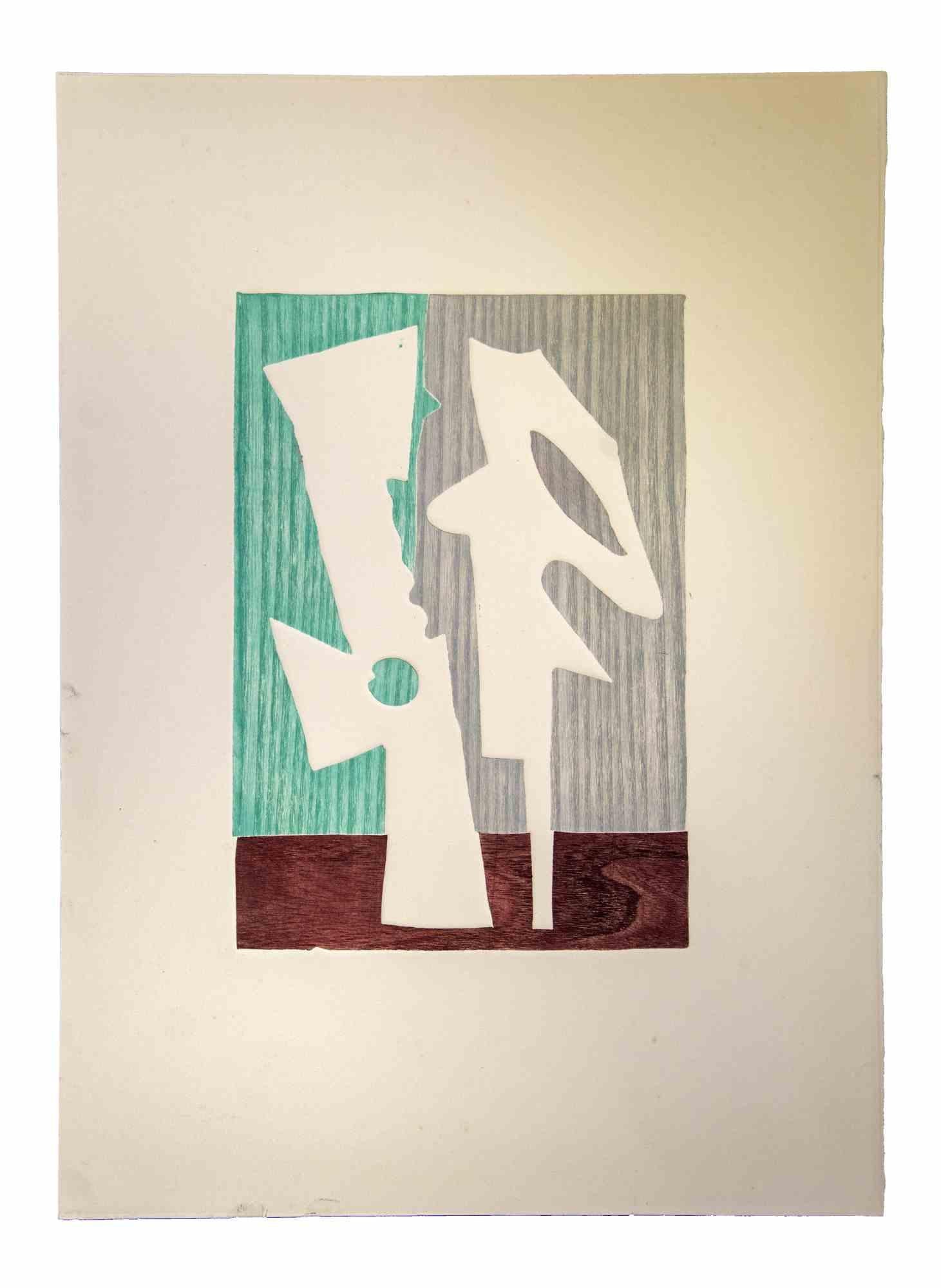 Composition is an original etching realized by Leo Guida in 1970s.

Good condition.

Mounted on a white cardboard passpartout (50x35).

Not signed and not dated.

Leo Guida  (1992 - 2017). Sensitive to current issues, artistic movements and