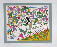 Composition - Gravure sur carton de Leo Guida - 1970
