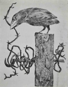 Vintage Crow - Etching by Leo Guida - 1970s