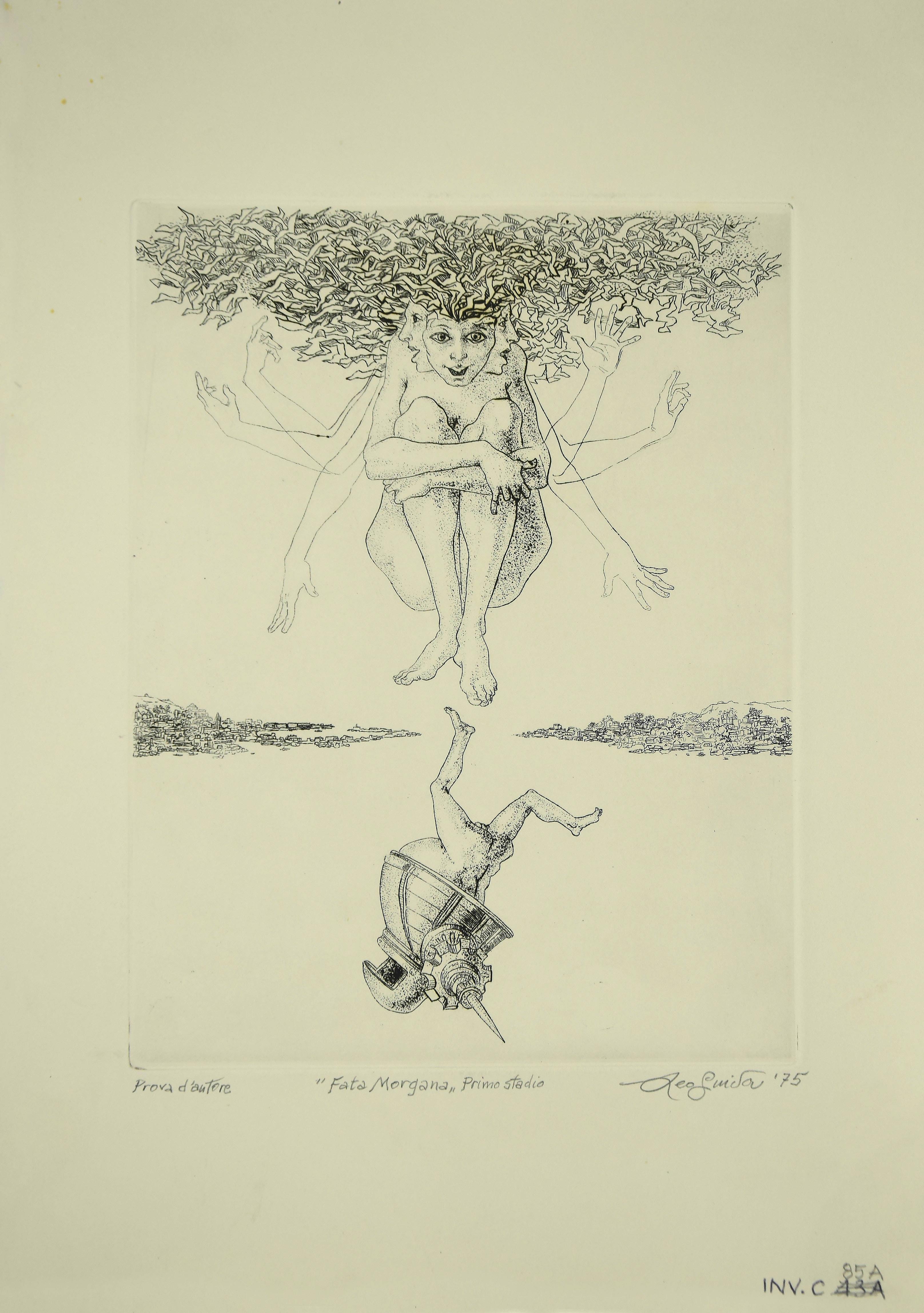 Fata Morgana ist ein Original-Kunstwerk, das 1975 von dem italienischen zeitgenössischen Künstler  Leo Guida  (1992 - 2017).

Original-Radierung auf elfenbeinfarbenem Papier.

Rechts unten mit Bleistift handsigniert.

Probedruck des Künstlers, unten