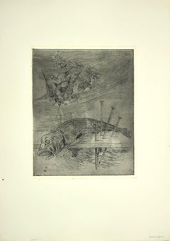 Aquarelle - Gravure originale de Leo Guida - 1970