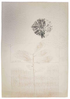 Floral Print - Original Etching and Embossig by Leo Guida - 1971