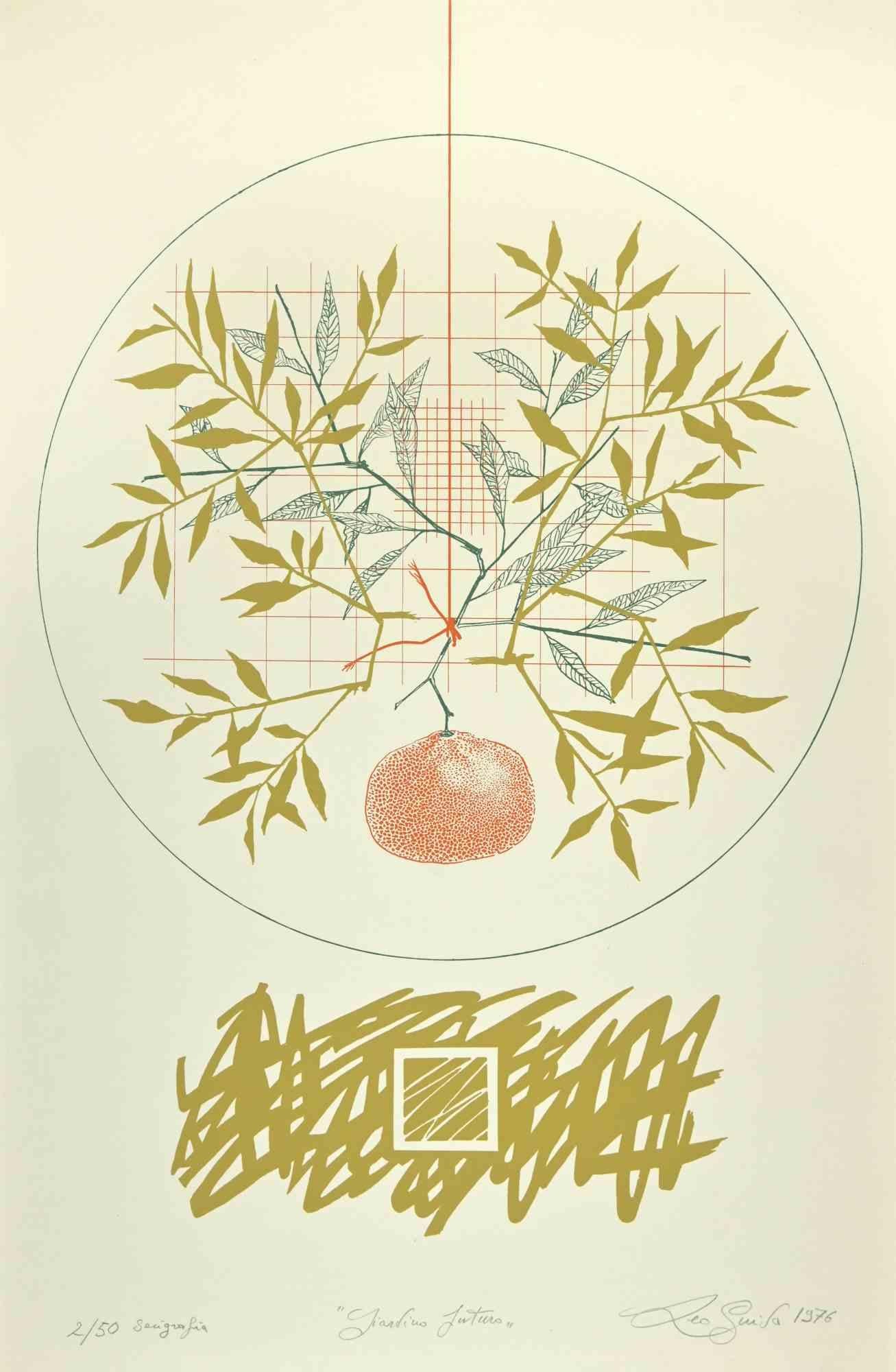 Future Garden is an original screen print realized by Leo Guida in 1976.

Hand signed and dated.

Edition of 50.

Excellent condition.

Leo Guida  (1992 - 2017). Sensitive to current issues, artistic movements and historical techniques, Leo Guida