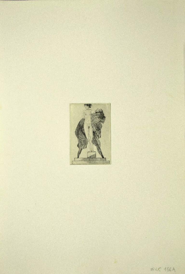 Girl is an original modern artwork realized in Italy in the 1950s by Leo Guida. 

Original Etching on cardboard. 

Perfect conditions. 

Excellent artwork on paper realized in the half of the 20th Century in Italy by the artist Leo Guida. The work