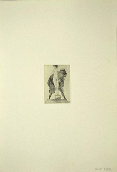 Girl - Etching on Cardboard by Leo Guida - 1950s