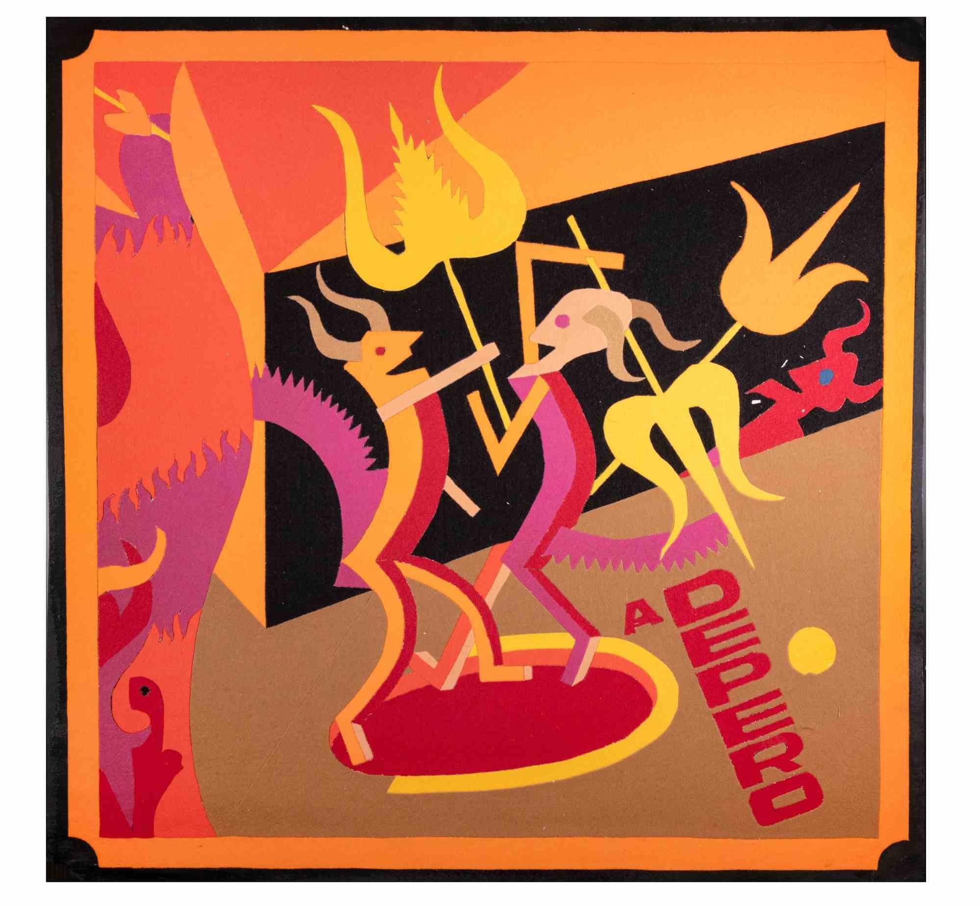 Hommage an Depero – Gemälde von Leo Guida – 1970er Jahre im Angebot 1