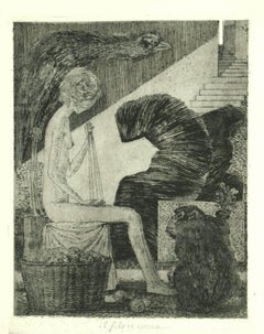 Il Filo si Spezza - Aguafuerte original sobre papel de Leo Guida - Años 70