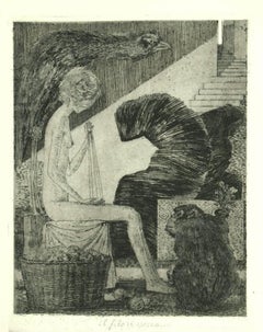 Il Filo si Spezza - Original Etching on Paper by Leo Guida - 1970s