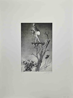 Man on a Tree - Gravure de Leo Guida - 1972