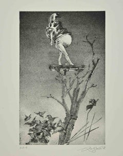 Mechanical Woman - Etching by Leo Guida - 1972