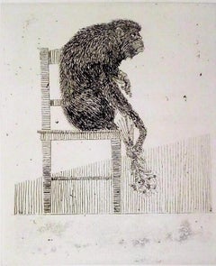 Vintage Monkey - Original Etching by Leo Guida - 1973