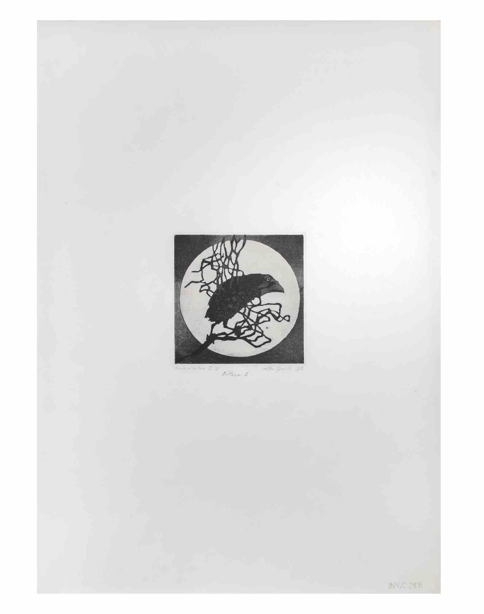 Nocturnal ist ein Kunstwerk, das von dem italienischen Künstler  Leo Guida (1992 - 2017) im Jahr 1972.

Original-Radierung in Schwarz-Weiß auf Papier.

Rechts unten im Rand handschriftlich signiert, datiert und betitelt, links unten im Rand ein