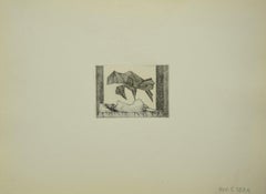 Nudo e creatura - Acquaforte originale di Leo Guida - 1970 ca.