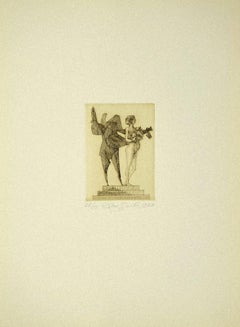 Nude and Creature - Original Etching by Leo Guida - 1979