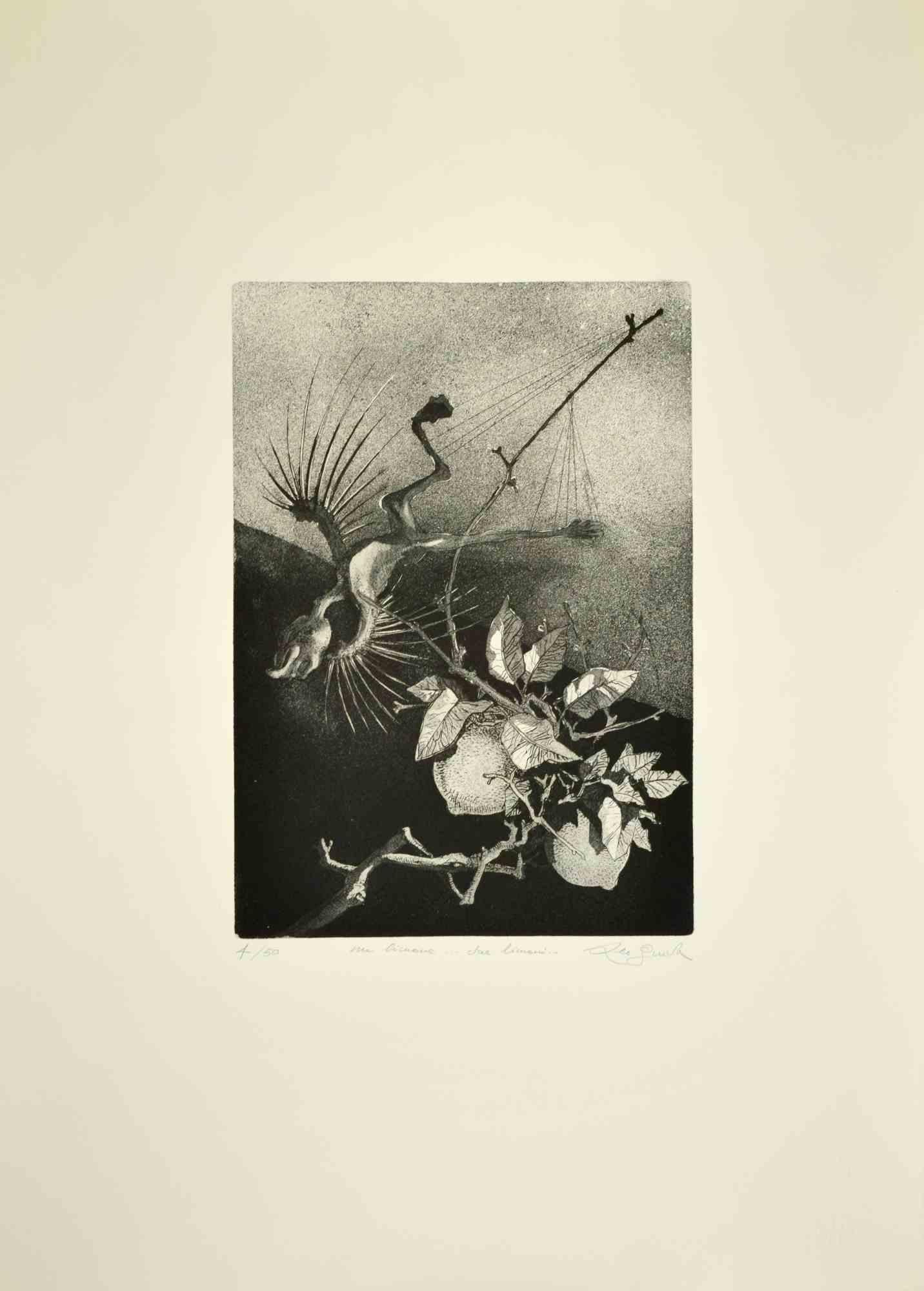Un citron, deux citrons est une œuvre d'art contemporain réalisée dans les années 1980 par l'artiste italien Leo Guida.  

Gravure originale sur carton.  Numérotée, titrée et signée au crayon dans la marge inférieure.  

Edition de 50 tirages.

Leo
