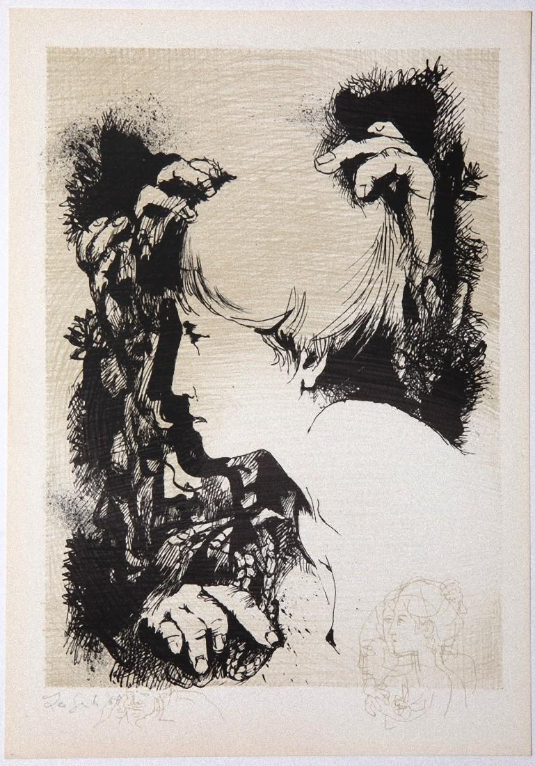 Portrait of Woman is an original Contemporary artwork realized in the 1965 by the Italian artist Leo Guida.

Original Lithograph on paper. 

Dated and Hand-signed by the artist in pencil on the lower left corner: Leo Guida '65. 

Excellent