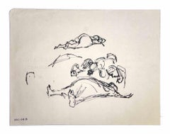 Posing Figures Sketch - Drawing by Leo Guida - 1970s