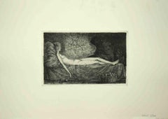 Reclined Nude - Original Etching by Leo Guida - 1970s