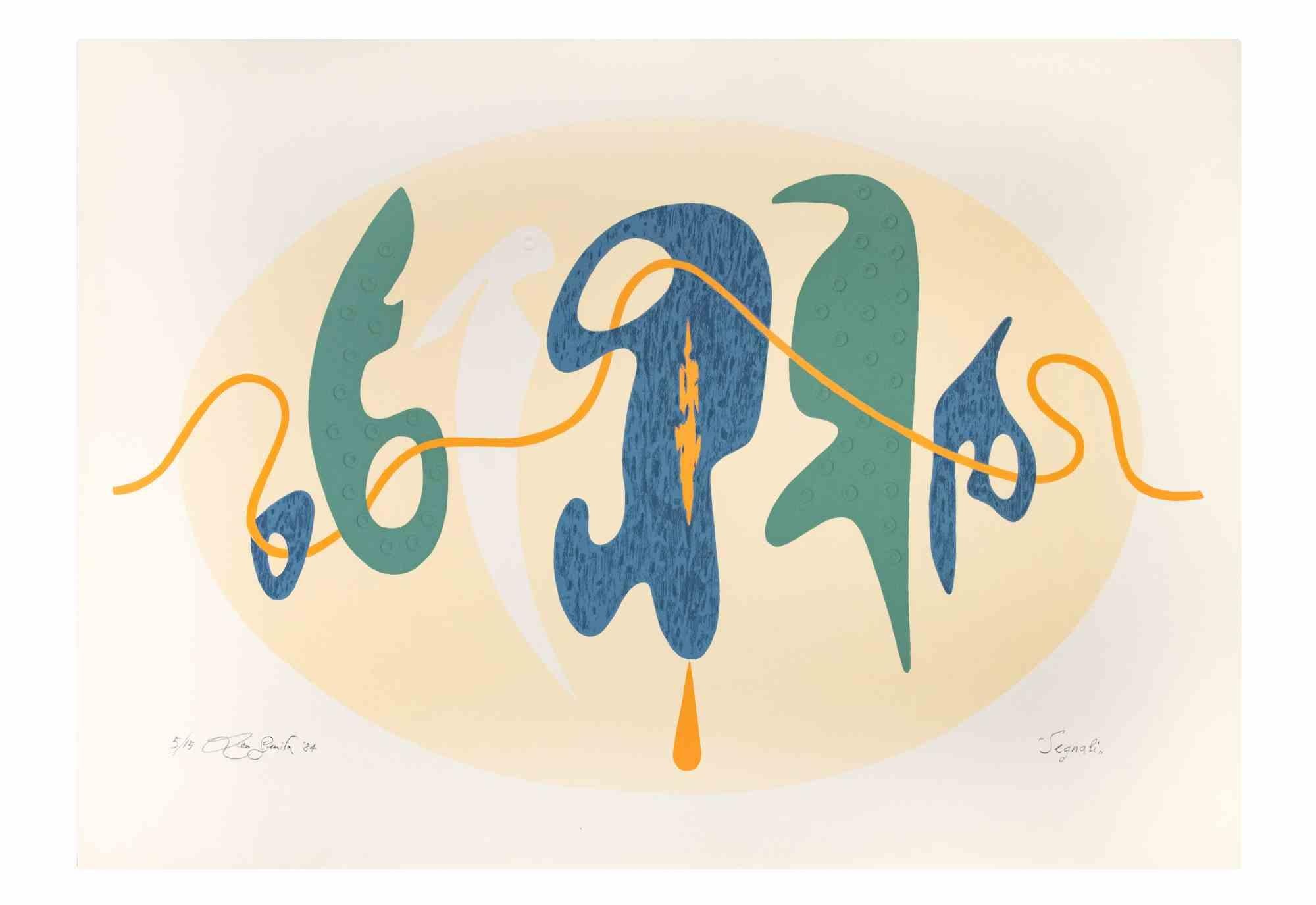 Segnali (Signals) is an artwork realized in 1984 by the Italian Contemporary artist  Leo Guida  (1992 - 2017). 

Screen print on cardboard  Hand-signed on the lower left in pencil and dated. Titled on the right margin. Numbered on the lower left,