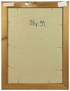 "Signal 1" - Disegno astratto, acquerello e inchiostro su carta, incorniciato, anni '70