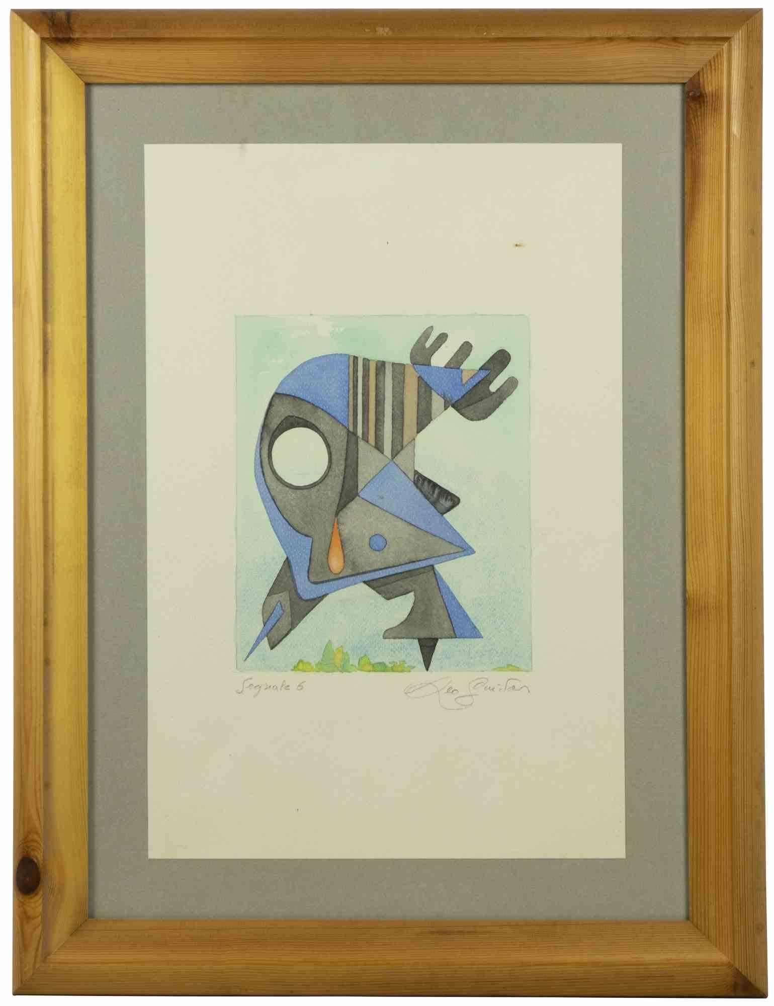 Signal 6 - Ink and Drawing by Leo Guida - 1970s For Sale 1