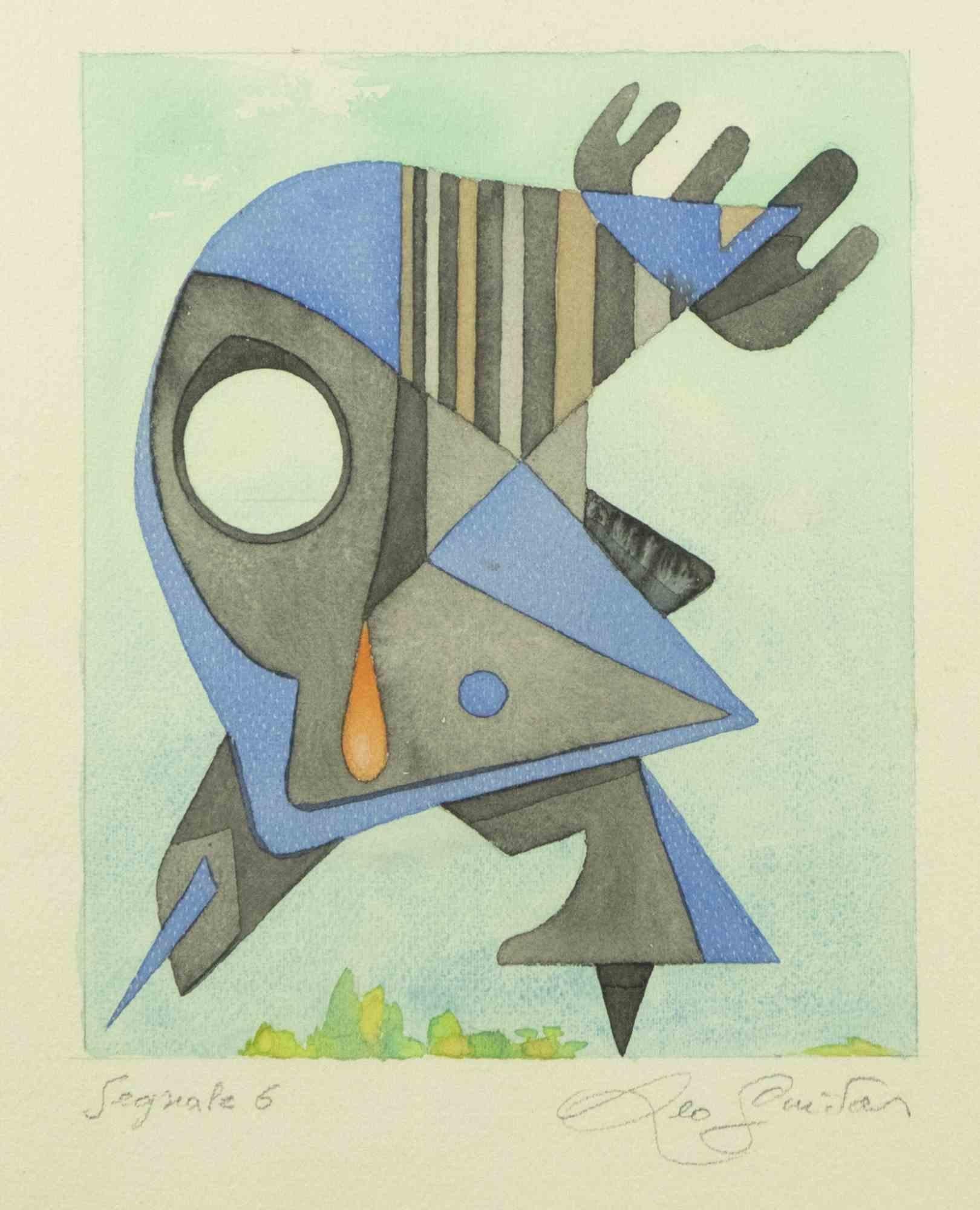 Signal 6 is a contemporary artwork realized by Leo Guida in 1970s

Mixed colored watercolor on paper.

Hand signed, titled on the lower margin

Includes frame: 63.5 x 49 cm

Leo Guida  (1992 - 2017). Sensitive to current issues, artistic movements