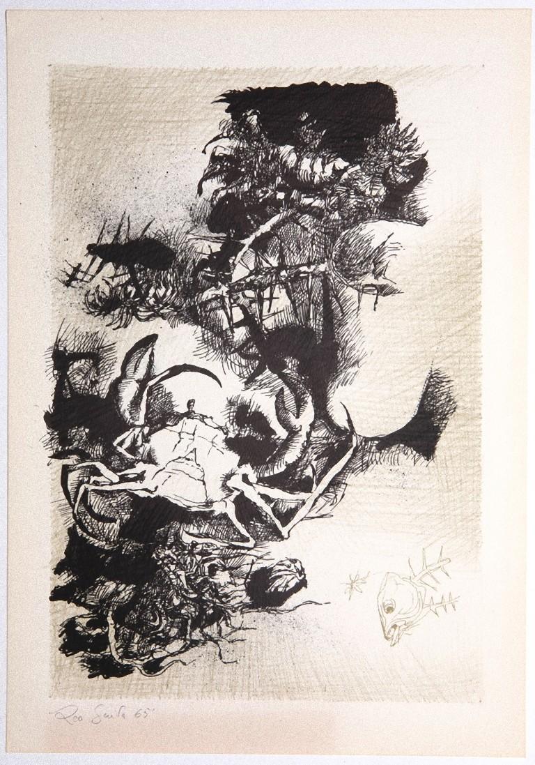 Still Life 1965 ist eine schwarze Original-Serigrafie von Leo Giuda.

Handsigniert in der linken unteren Ecke und in sehr gutem Zustand.

Leo Guida ist ein Künstler, der ein Gespür für aktuelle Themen, künstlerische Bewegungen und Techniken hat und