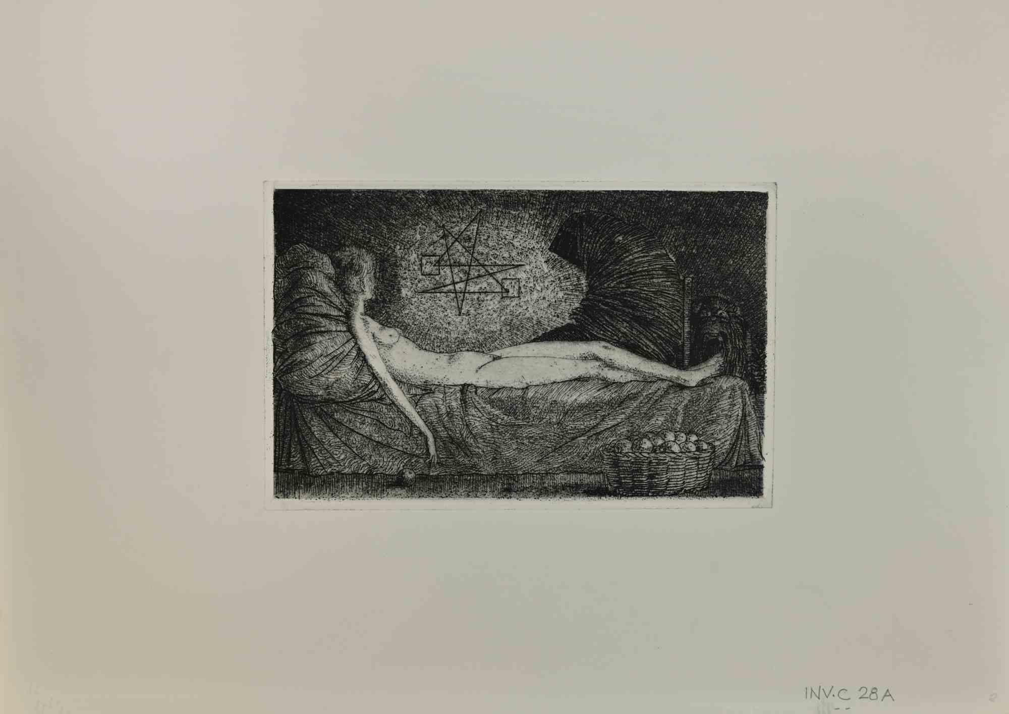 Sybil is an Etching realized by Leo Guida in 1970s.

Good condition, no signature.

Artist sensitive to current issues, artistic movements and historical techniques, Leo Guida has been able to weave a productive interview on art and the function of