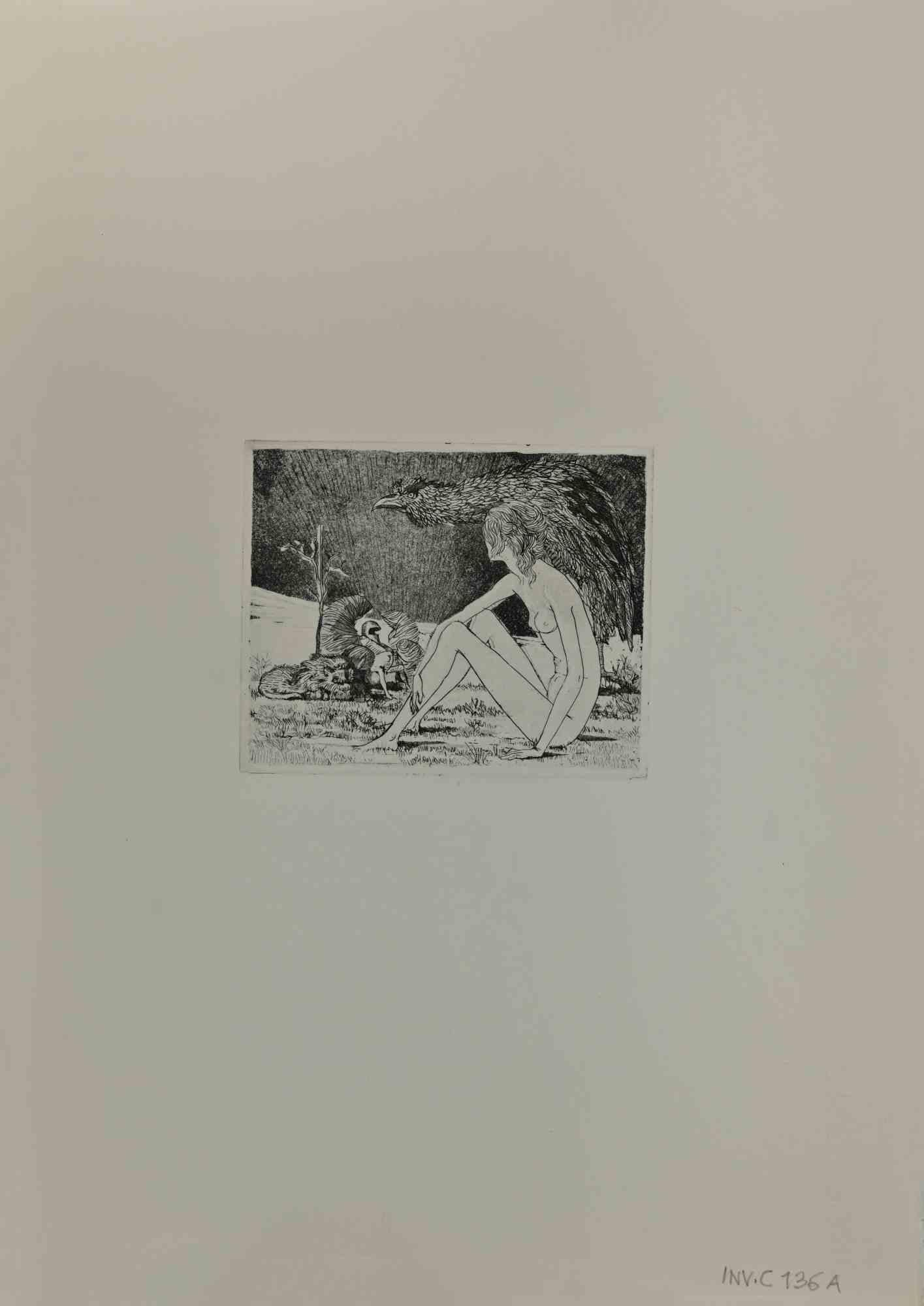 Sybil is an Etching realized by Leo Guida in 1970s.

Good condition, no signature.

Artist sensitive to current issues, artistic movements and historical techniques, Leo Guida has been able to weave a productive interview on art and the function of