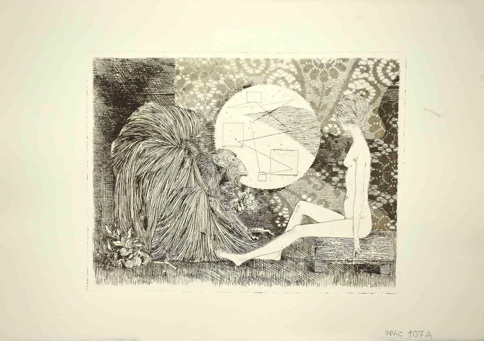 Sybil in conversation is an original etching print realized by Leo Guida in the 1970s.

Good condition.

Leo Guida  (1992 - 2017). Sensitive to current issues, artistic movements and historical techniques, Leo Guida has been able to weave with many