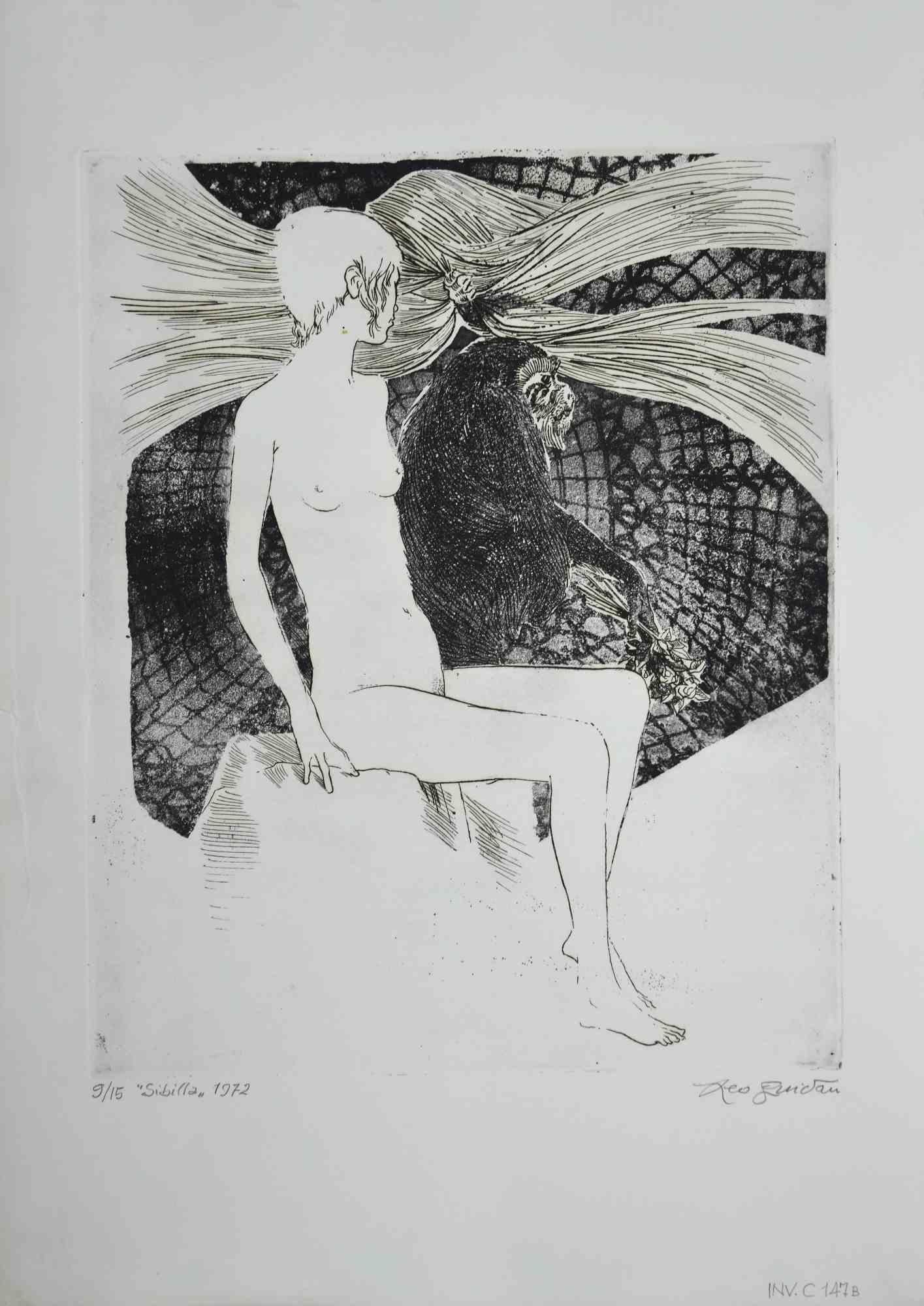 Sybil is an original etching print realized by Leo Guida in 1972.

Hand-signed on the lower right and dated, titled in pencil and numbered on the lower left, from the edition of 15 prints. 

Good condition.

Leo Guida  (1992 - 2017). Sensitive to