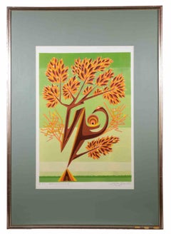 Albero temporaneo 2 - Litografia di Leo Guida - Anni '70