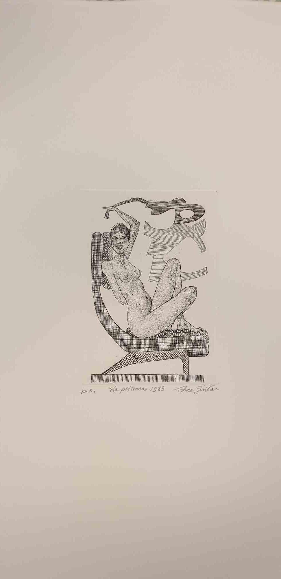 The Armchair is an original etching realized by Leo Guida in 1989.

Good condition.

Mounted on a white cardboard passpartout (50x35).

Hand-signed and dated by the artist.

Artist proof.

Leo Guida  (1992 - 2017). Sensitive to current issues,
