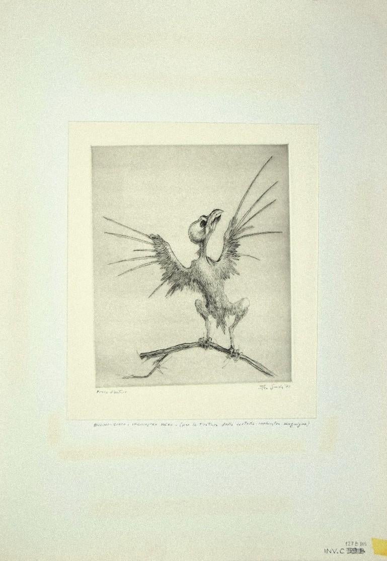 The Bird - Original Etching by Leo Guida - 1972
