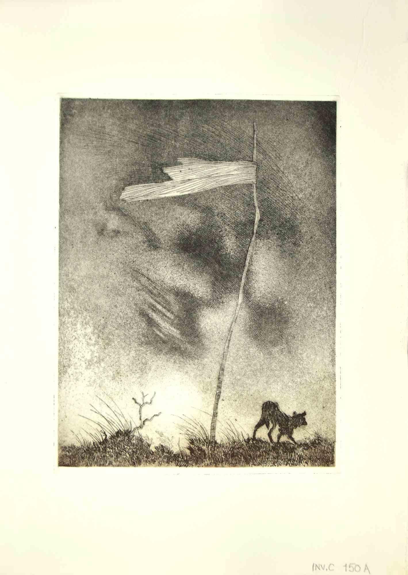 The Boundary - Etching by Leo Guida - 1970s