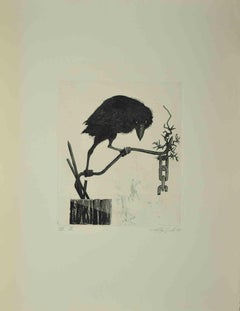 Le corbeau - Gravure de Leo Guida - 1972