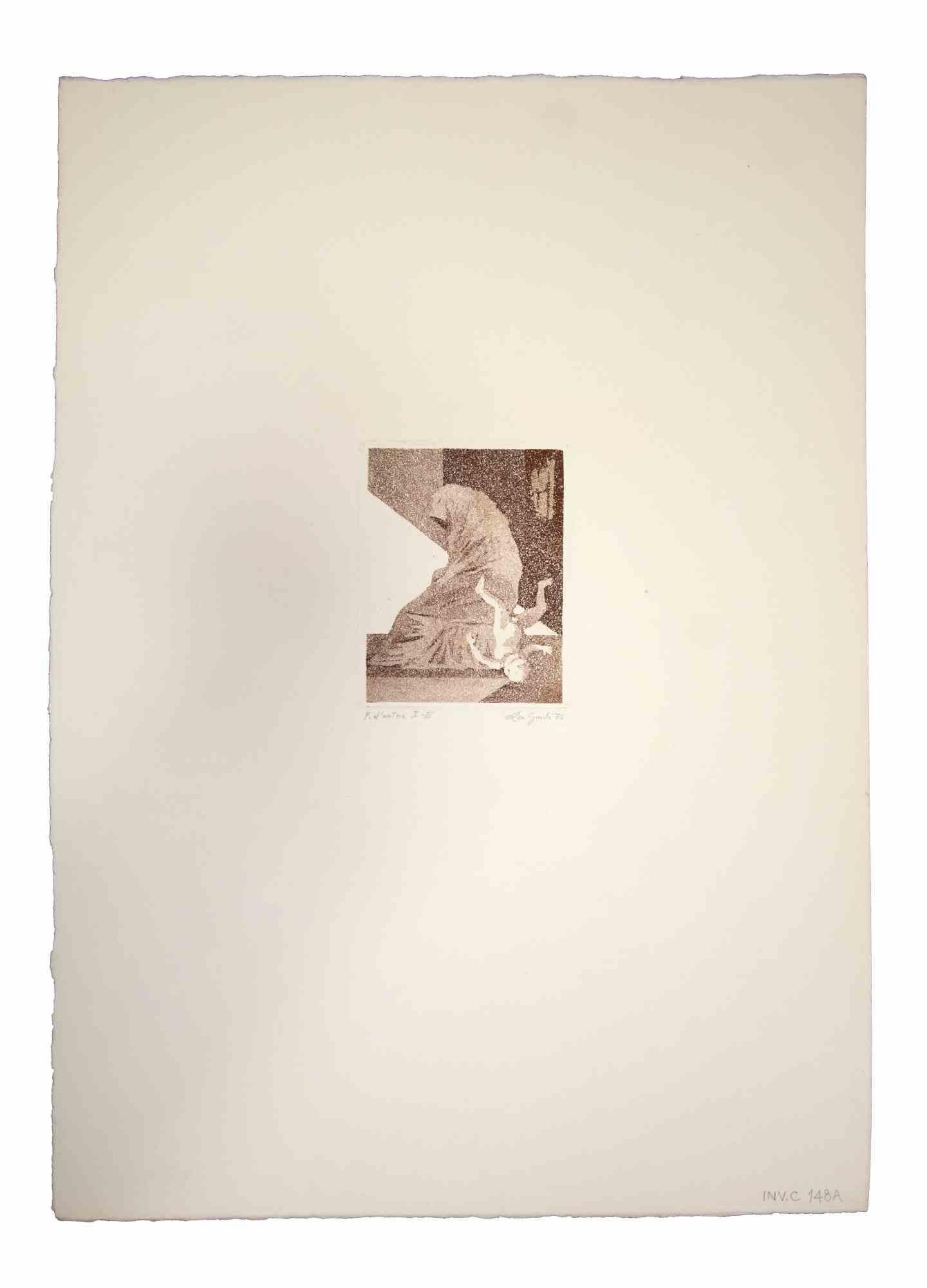 The Fall – Original-Radierung von Leo Guida – 1970