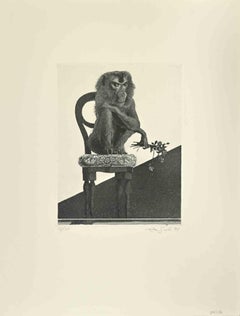 The Monkey - Etching by Leo Guida - 1972