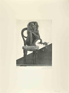 The Monkey - Etching by Leo Guida - 1972