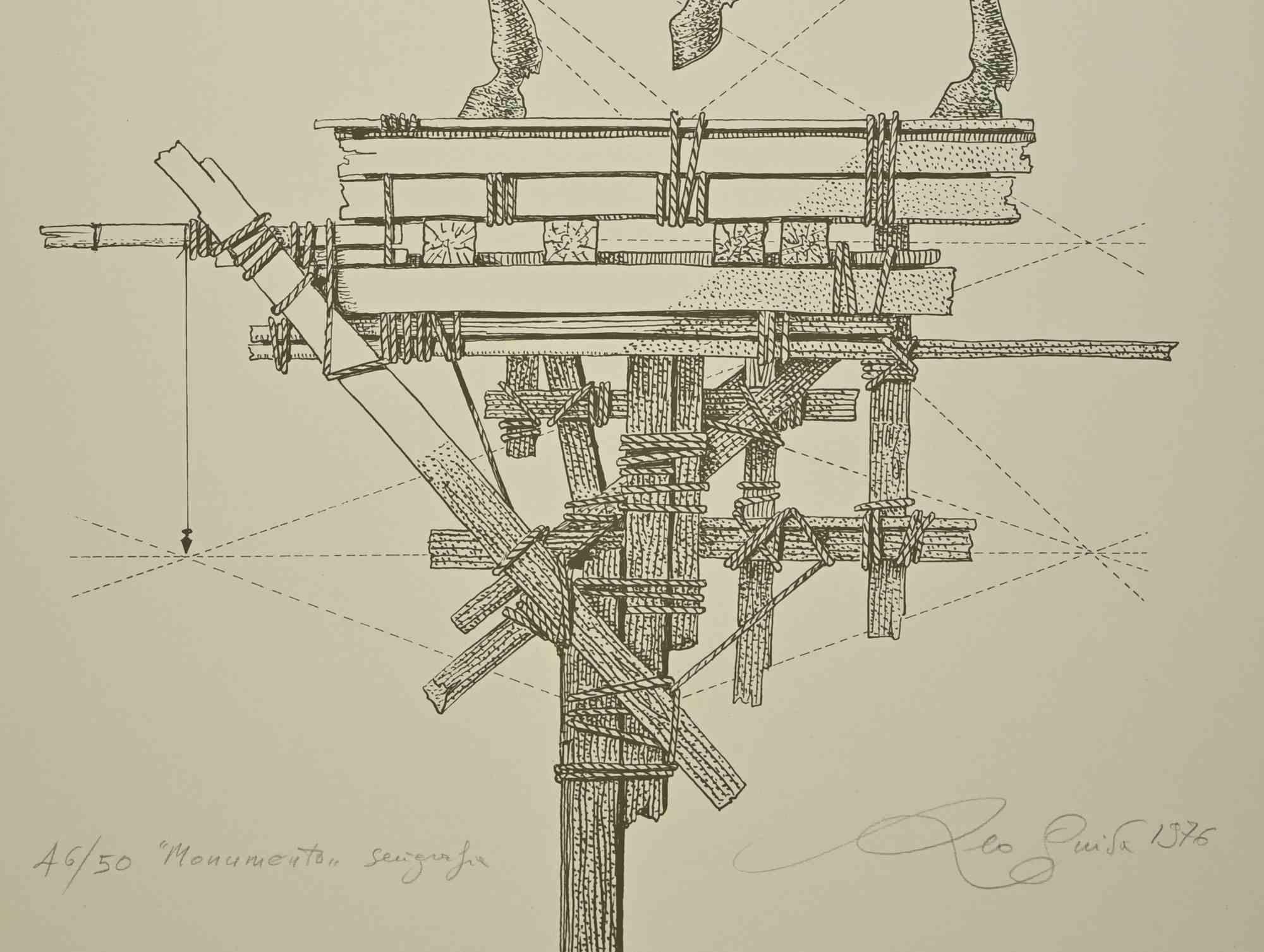 The Monument – Radierung von Leo Guida – 1976 im Angebot 1
