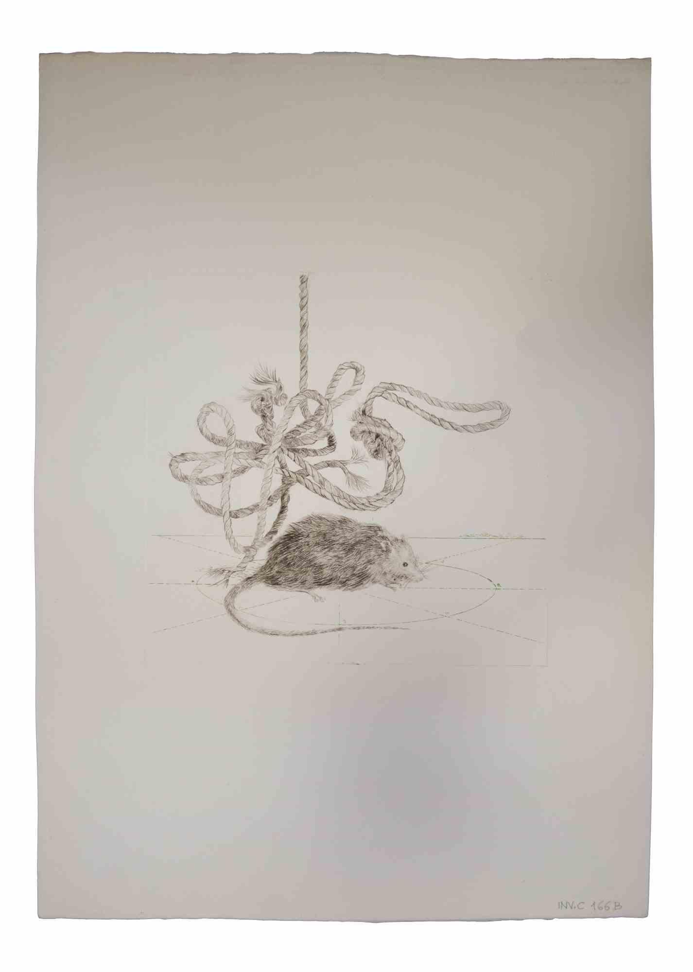 The Mouse is an original etching and aquatint realized by Leo Guida in the 1970s. 

Guter Zustand. Mounted on a white cardboard passpartout (70 x 50 cm). 

Leo Guida  (1992 - 2017). Sensitive to current issues, artistic movements and historical