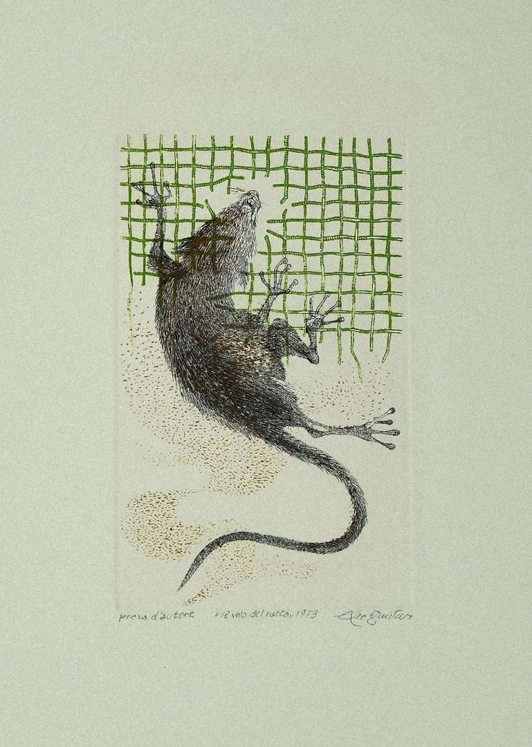 Die Ratte –  Radierung auf Papier von Leo Guida - 1973