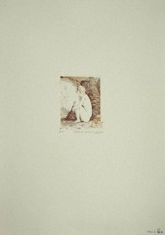 The Sibyl in the Cave - Original Etching on Paper by Leo Guida - 1970s