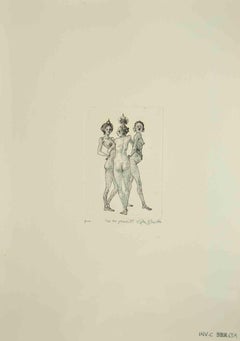 Vintage The Three Graces - Original Etching by Leo Guida - 1989