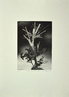 L'arbre - gravure originale de Leo Guida - années 1970