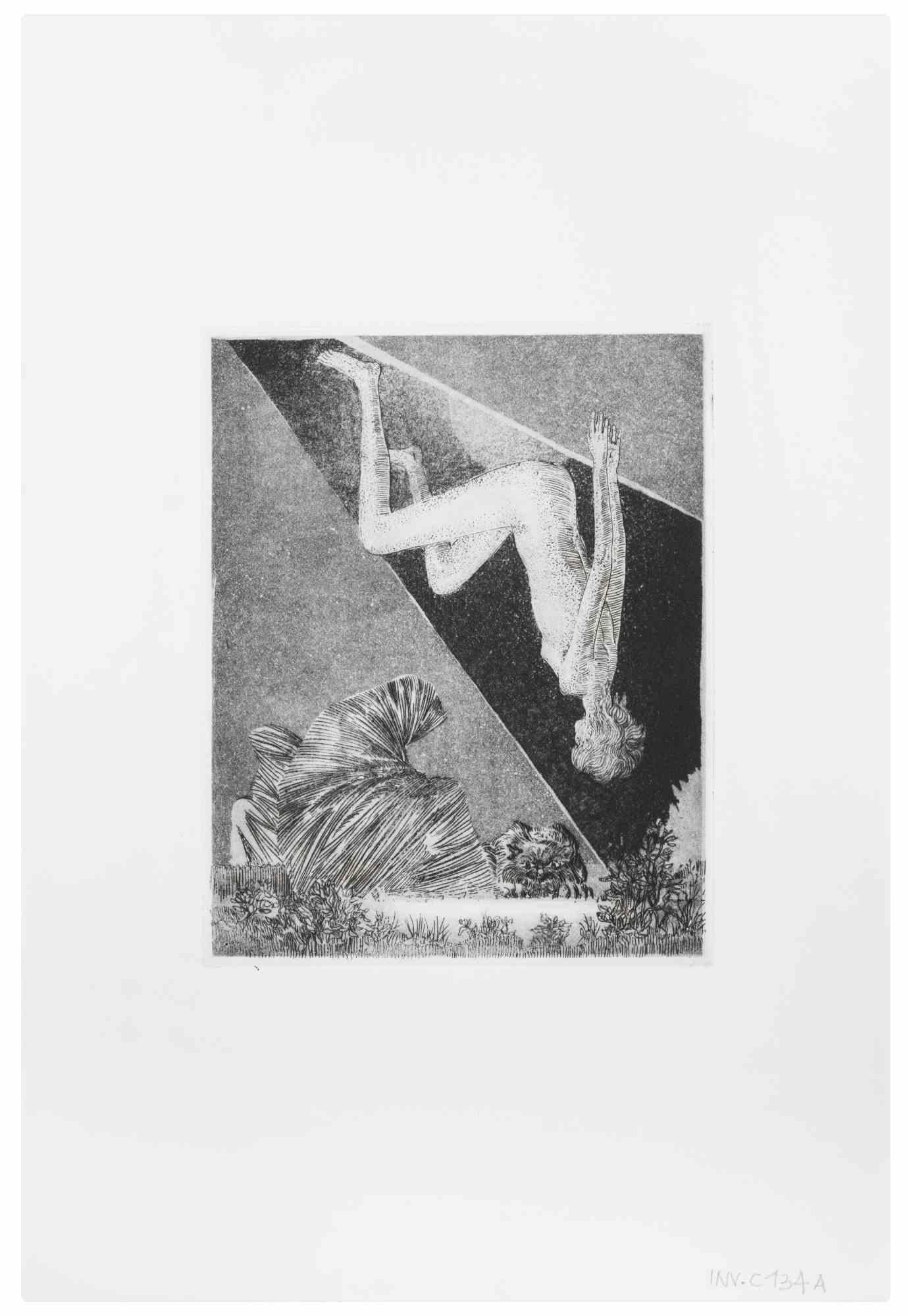 The Vision is an artwork realized by the Contemporary Italian artist  Leo Guida (1992 - 2017) in the 1970s.

Original black and white etching on paper.

Good conditions.

Leo Guida  (1992 - 2017). Sensitive to current issues, artistic movements and
