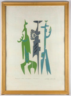 Three Friends - Original Embossing and Screen Print by Leo Guida - 1990s