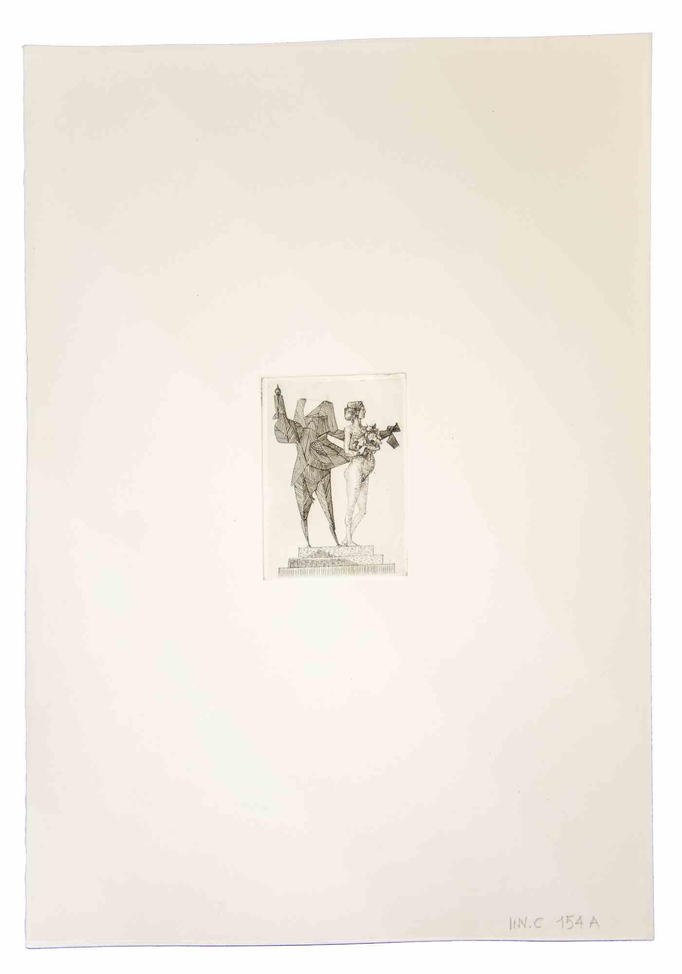 Venus and the Sapient is an original etching and drypoint realized by Leo Guida in 1980s.

Mounted on a white cardboard passpartout (50x35 cm).

Not signed.

Leo Guida  (1992 - 2017). Sensitive to current issues, artistic movements and historical